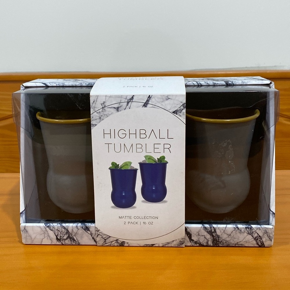 NWT Highball Tumbler - 2 Pack of Tumblers, Gray, Perfect for Cocktails & Gift!
